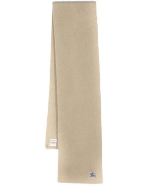 Burberry Wool And Cahmere Blend Ribbed Scarf - Natural