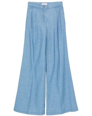 Via Masini 80 Cotton Flared Trousers - Blue