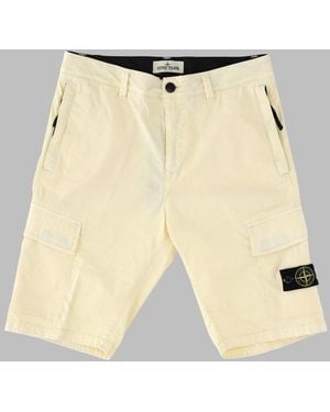 Stone Island Cargo Bermuda Shorts For Boys, Regular Tapered Fit - Natural