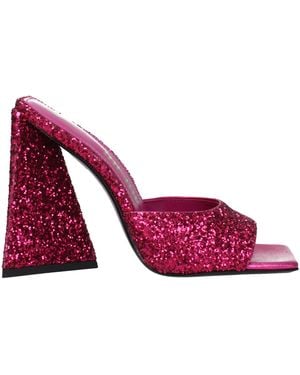 The Attico Glitter Block Heel Sandals - Purple