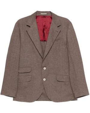 Brunello Cucinelli Linen Single-Breasted Jacket - Brown