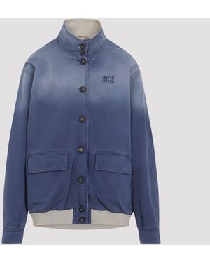 Miu Miu Oude Gewassen Twill Blouson - Blauw