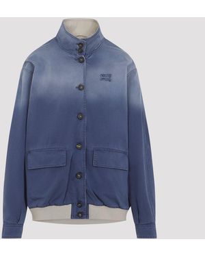 Miu Miu Old Washed Twill Blouson - Blue