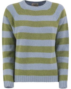 Weekend by Maxmara Wkdghiacci Gestreifter Pullover aus Alpakamischung - Grün