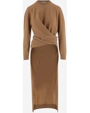 DARKPARK Wool And Cashmere Knitted Draped Dress - Natural