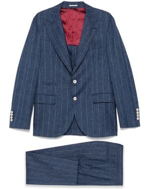 Brunello Cucinelli Wool Single-Breasted Suit - Blue