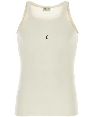 Saint Laurent Ivory Cotton Tank Top - White