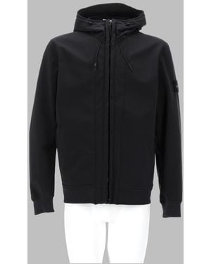 Stone Island Hooded Zip-Front Jacket - Black