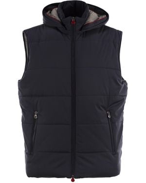 Kiton Hooded Sleeveless Jacket - Blue