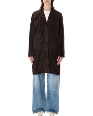 S.W.O.R.D Suede Leather Coat - Black