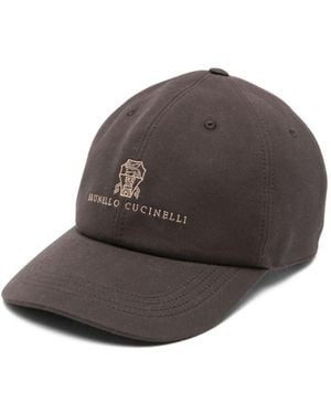 Brunello Cucinelli Cappello Da Baseball Con Ricamo - Marrone