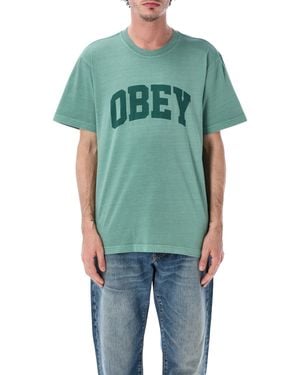 Obey Pigment Cotton T-Shirt With Print - Green