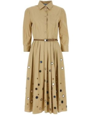 ワンピース Prada Sand Cotton Shirt Dress Prada off-shoulder Cotton Shirt Dress | White | FARFETCH