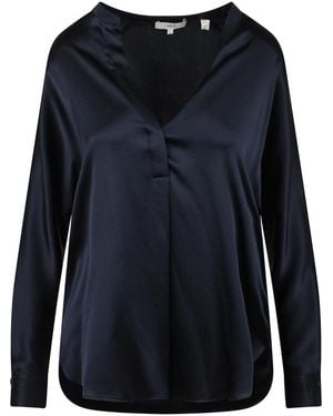 Vince Silk V-Neck Blouse - Blue