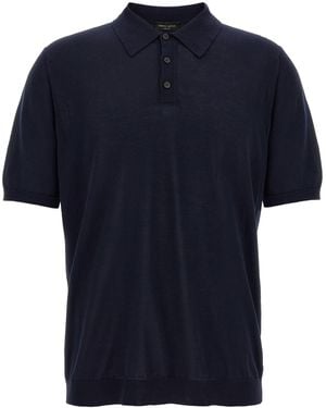 Roberto Collina Gebreide Poloshirt - Blauw