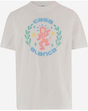 CASABLANCA Baumwoll-T-Shirt mit Logo - Weiß