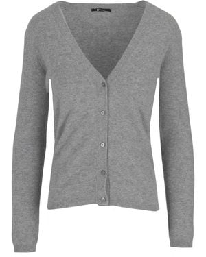 LA ROSE Kaschmir-Cardigan mit kurzem V-Ausschnitt - Grau
