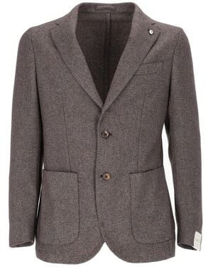 L.B.M. 1911 Drop S Textured Blazer - Grey