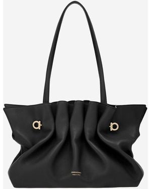 Ferragamo Leather Shoulder Bag - Black