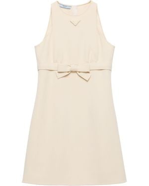 Prada Bow Detailing Short Dress - Natural