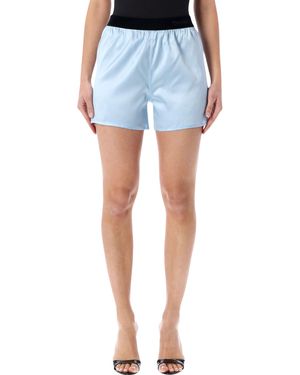 Tom Ford Stretch Silk Satin Pj Shorts - Blau