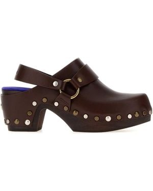 Chloé Talis Leather Clogs With 7 Cm Heel - Brown