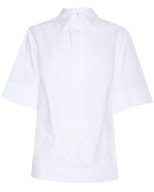 P.A.R.O.S.H. Blouse With Floral Embroidery And Relaxed Fit - White