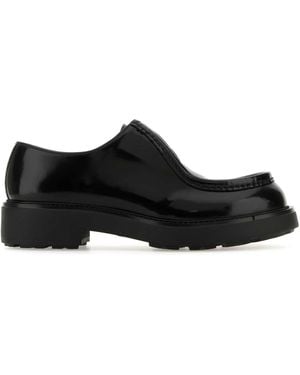 Prada Black Leder Diapason Schnürschuhe - Schwarz