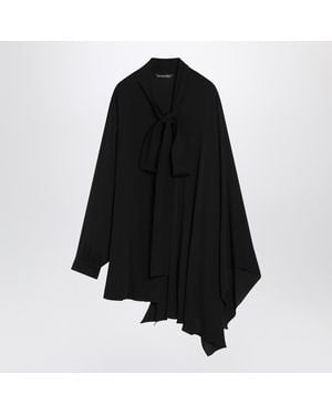 Balenciaga Asymmetric Silk Blouse With Scarf - Black