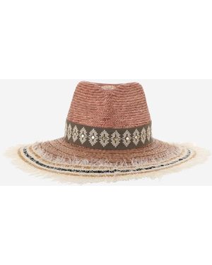 Ferruccio Vecchi Paille et mélange de viscose avec broderie - Marron