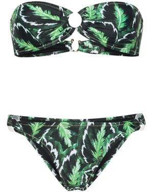 Reina Olga Bandeau Bikini mit Ringen Details - Grün