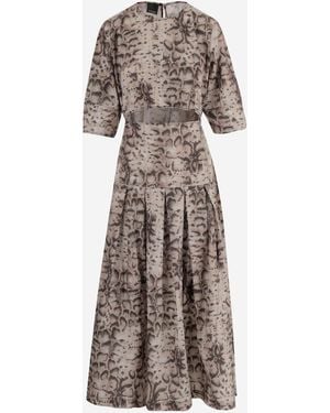 Pinko Cotton Dress With Animal Print - Red