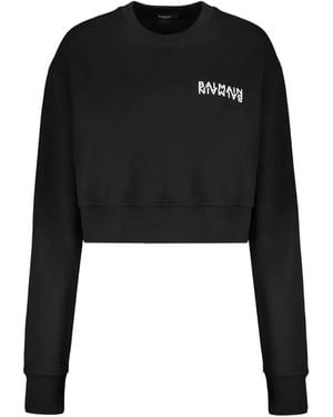 Balmain – Kurz geschnittenes Logo-Sweatshirt - Schwarz