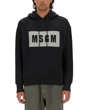 MSGM Logo Hood Sweatshirt - Black