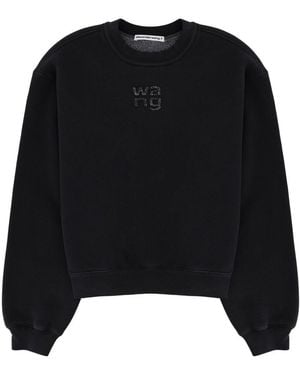 T By Alexander Wang Alexanderwang. T Crystal Hotfix Logo Sweatshirt - Black