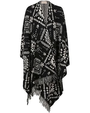 TOOCO Etnische Print Jacquard Cardigan - Zwart