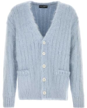 Dolce & Gabbana Wool-Blend Turtleneck Pullover Knit - Blue