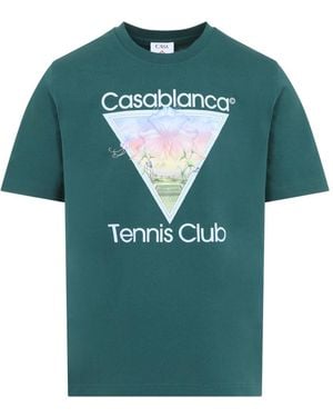 CASABLANCA Tennis Club Icon Printed Classic T Shirt - Green