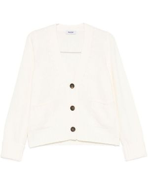 Base London Strickjacke aus Basiswolle - Weiß