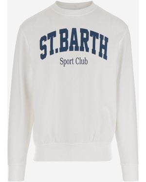 Mc2 Saint Barth Cotton Sweatshirt With Logo - White