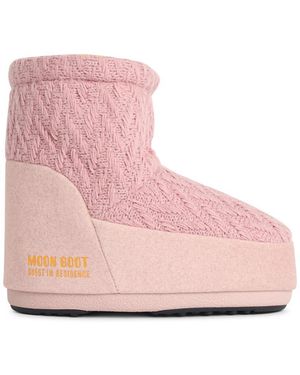 Moonboot Bottes en tissu rose 'Icon Low Nolace Knit'