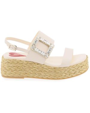 Roger Vivier "Crystal Buckle Espadrilles - Bianco