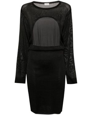 Saint Laurent Open Rücken gestricktes Kleid - Schwarz