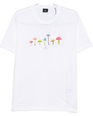 Paul Smith Mushrooms Cotton T Shirt - White