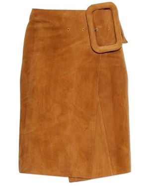 Ami Paris Jupe Midi Avec Ceinture A Grosse Boucle - Braun