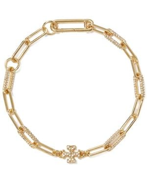 Tory Burch Gold Tone Crystal Pave Ketting Ketting - Metallic