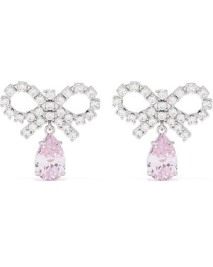 Self-Portrait Micro Bow Droplet Earrings - White