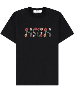 MSGM Logo Crew Neck T-Shirt - Black