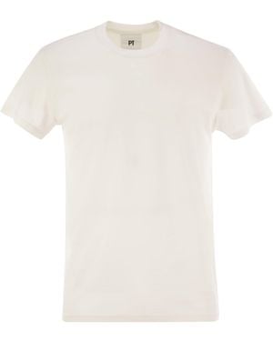 PT Torino Seide und Baumwoll -T -Shirt - Weiß