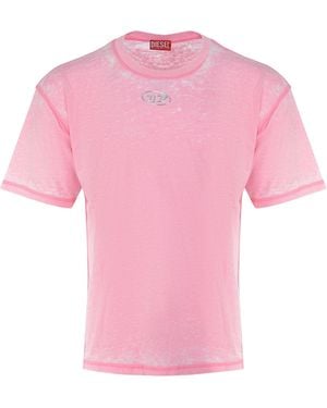 DIESEL T -Shirt aus Baumwolltrikot. - Pink
